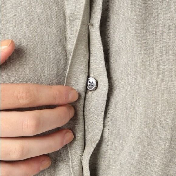 James Perse Canyon 100% Linen Button Up Shirt & Short Set Silt Pigment 2 Medium - Picture 4 of 12